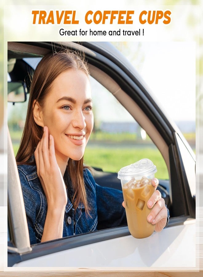 Ziliny 50 Pack 16oz Clear Plastic Cups with Strawless Sip Lids Disposable Iced Coffee Cups Pet Crystal Round Bottom Tumblers for Iced Coffee, Cold Drinks, Smoothie, Drink Shops and Party Catering - Image 5